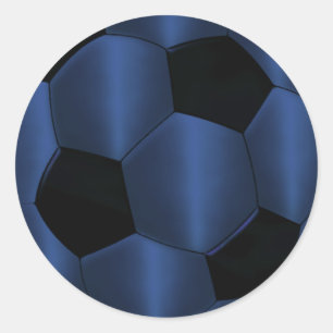 Bar Mitzvah Navy Blue and Black Soccer Ball Runder Aufkleber