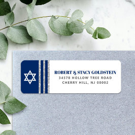 Bar Mitzvah Navy Blue Silver Tallit Rücksendeadres