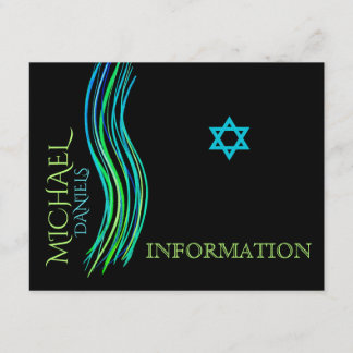Bar Mitzvah Neon Green Information Card Begleitkarte