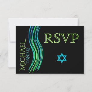 Bar Mitzvah Neon Grünes Gebet Shawl UAWG RSVP Karte