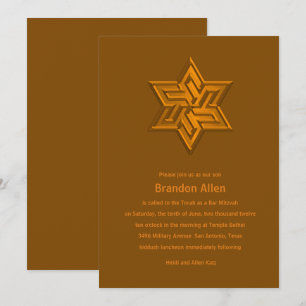 Bar Mitzvah Orange Tones Star von David Einladung