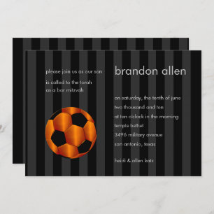 Bar Mitzvah Orange und Black Soccer Ball Einladung