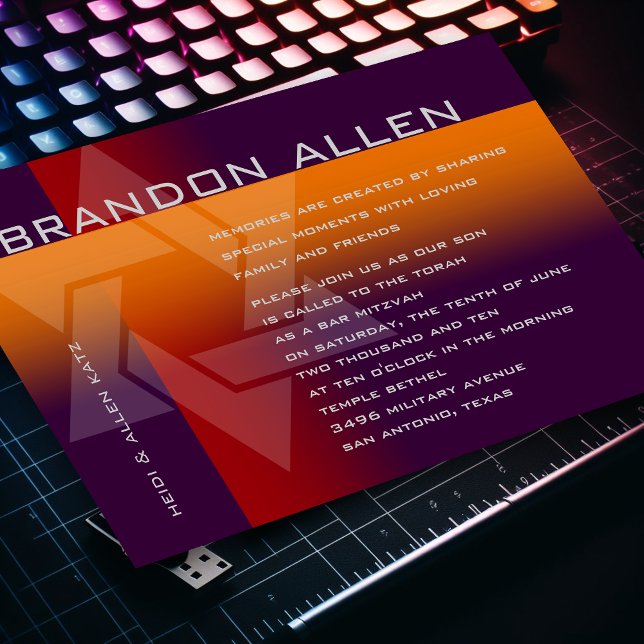 Bar Mitzvah Orange und Rot in jeder Farbe Einladung (Von Creator hochgeladen)