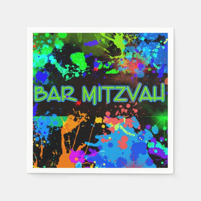 Bar Mitzvah Paint Spritzer, Paint Ball Paper Napki Serviette (Vorderseite)