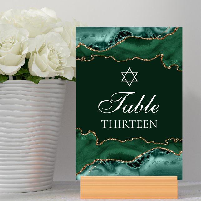 Bar Mitzvah Party Dark Green Gold Star von David Tischnummer (Von Creator hochgeladen)