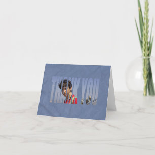 Bar Mitzvah Photo Thank You Card in Blue Dankeskarte