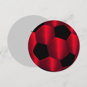 Bar Mitzvah Red and Black Soccer Ball Einladung