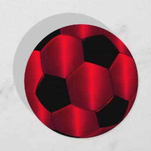 Bar Mitzvah Red and Black Soccer Ball Einladung