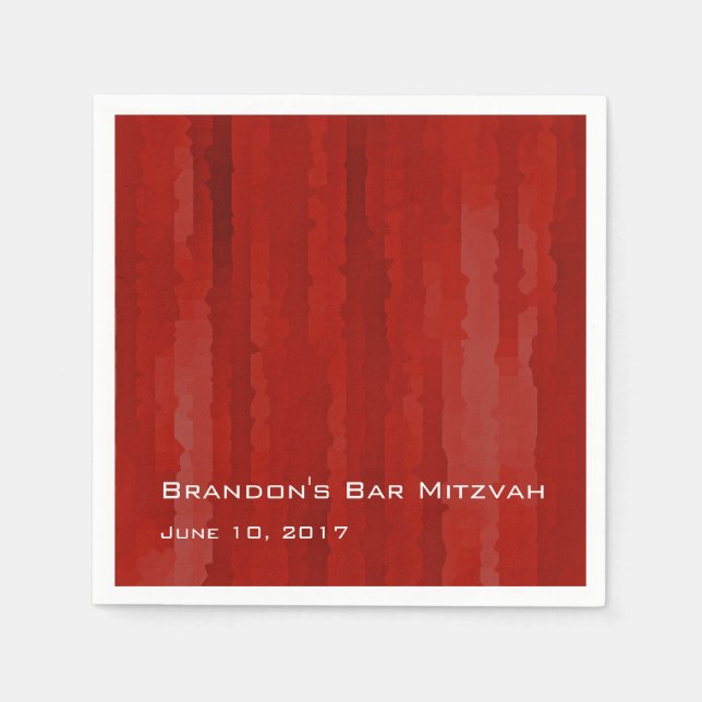 Bar Mitzvah Red Techno Streaks Serviette (Vorderseite)