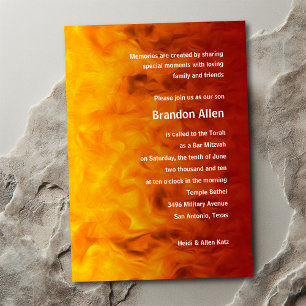 Bar Mitzvah Red und Orange Einladung