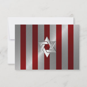Bar Mitzvah Red und Silver Strip mit Star Einladung