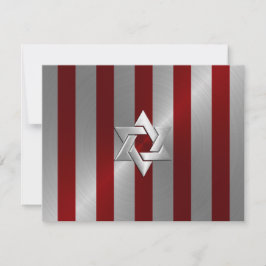 Bar Mitzvah Red und Silver Stripe Star von David RSVP Karte