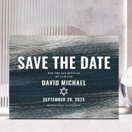 Bar Mitzvah Rett Datum Kohle Grau Silberfolie Einladungspostkarte