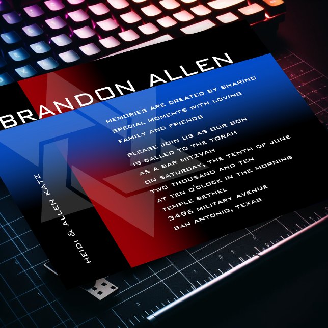 Bar Mitzvah Rot und Blau für jede Farbe Einladung (Von Creator hochgeladen)