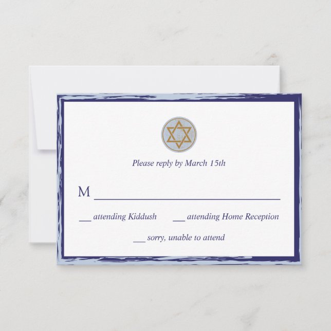 Bar Mitzvah RSVP-Karte blau und goldfarbener Stern RSVP Karte (Vorderseite)