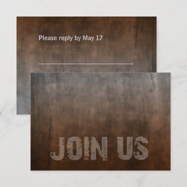 Bar Mitzvah Rugged Fade Rust RSVP Card Karte (Vorne/Hinten)