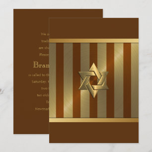 Bar Mitzvah Rust Gold Stripe Star von David Einladung