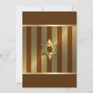 Bar Mitzvah Rust Gold Stripe Star von David Einladung