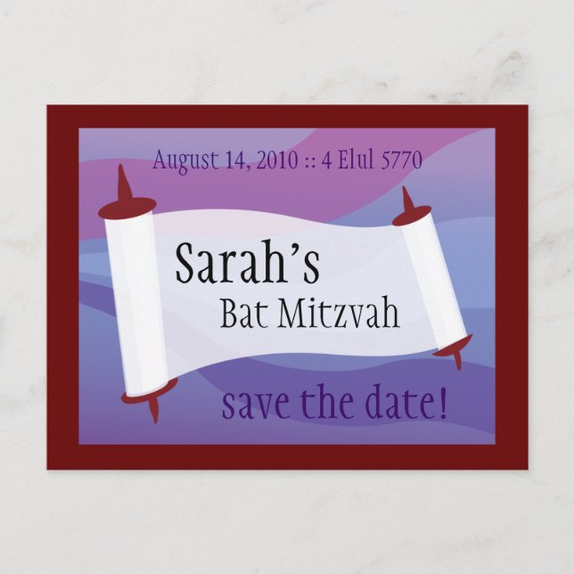 Bar Mitzvah Save the Date Ankündigungspostkarte (Vorderseite)