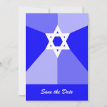 Bar Mitzvah Save the Date Einladungskarte Blau<br><div class="desc">Die HEUTIGEN BESTEN AWARD Shades of blue umgeben den Star of David um eine atemberaubende Bar Mitzvah Save the Date Einladungskarte zu machen. Copyright henishouseuse paper</div>