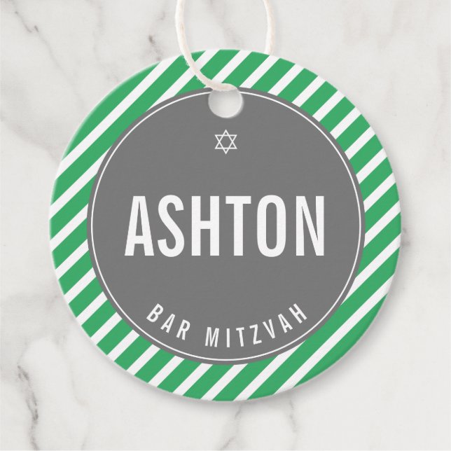 BAR MITZVAH schlicht, modern nfl grün schwarz Geschenkanhänger (Vorderseite)
