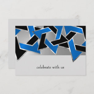 Bar Mitzvah Silver Blue Black Star von David RSVP Karte