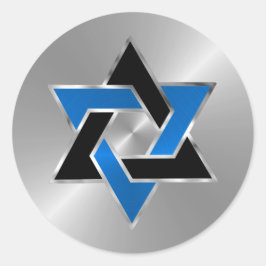 Bar Mitzvah Silver Blue Black Star von David Runder Aufkleber