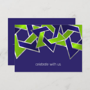 Bar Mitzvah Silver Blue Lime Green Star von David Einladung