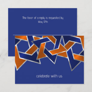 Bar Mitzvah Silver Blue Orange Star von David RSVP Karte