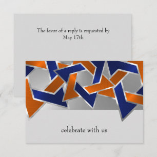 Bar Mitzvah Silver Blue Orange Star von David RSVP Karte