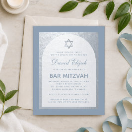 Bar Mitzvah Silver Dusty Blue Einladung