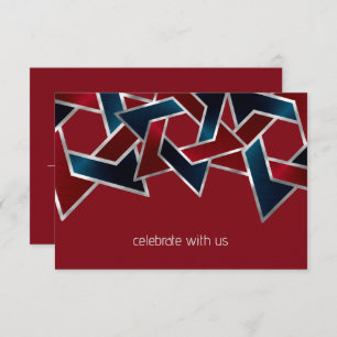 Bar Mitzvah Silver Navy Blue Red Star of David Einladung
