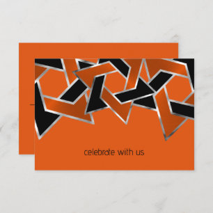 Bar Mitzvah Silver Orange Black Star von David Einladung