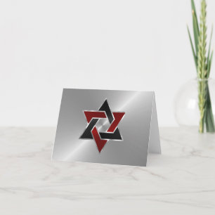 Bar Mitzvah Silver Red Black Star von David Dankeskarte