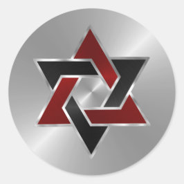 Bar Mitzvah Silver Red Black Star von David Runder Aufkleber