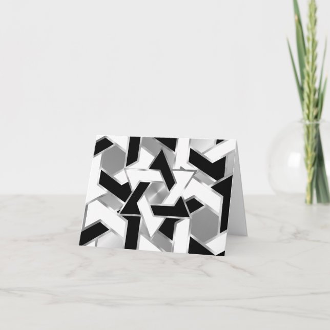 Bar Mitzvah Silver Schwarz-weißer Star von David Dankeskarte (Vorderseite)