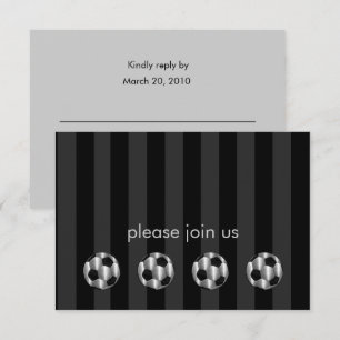 Bar Mitzvah Silver Soccer Balls RSVP Karte