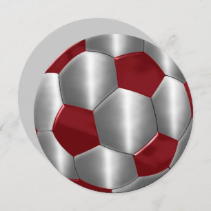 Bar Mitzvah Silver und Red Soccer Ball Einladung