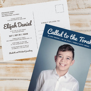 Bar Mitzvah Simple Custom Foto Einladung