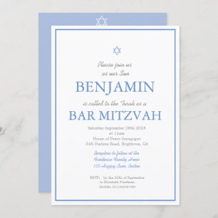 Bar Mitzvah Simple Elegant Stern von David Jewish Einladung