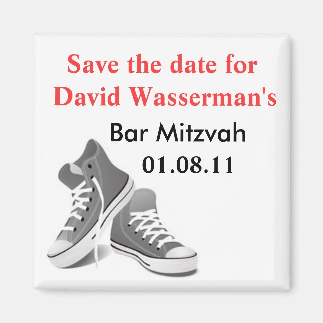 Bar Mitzvah Sneakers Save the Date Magnet (Vorne)