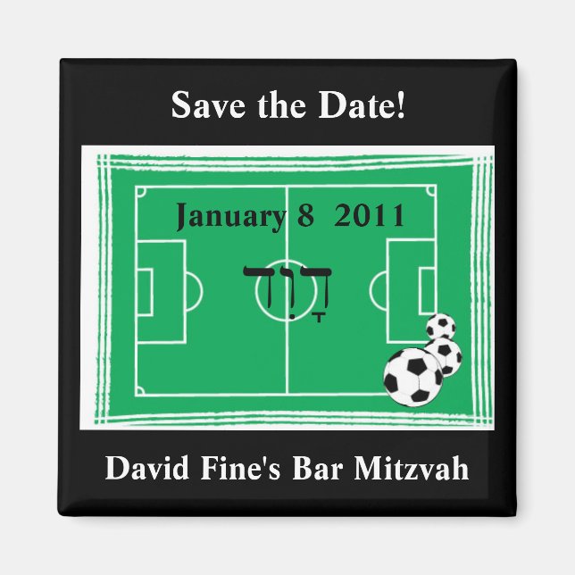 Bar Mitzvah Soccer Save the Date Magnet (Vorne)