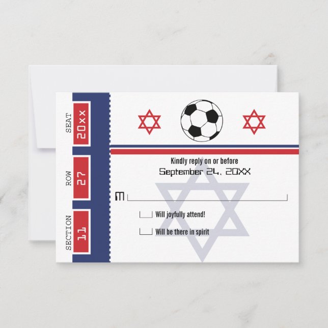 Bar Mitzvah Soccer Ticket UAWG RSVP Karte (Vorderseite)