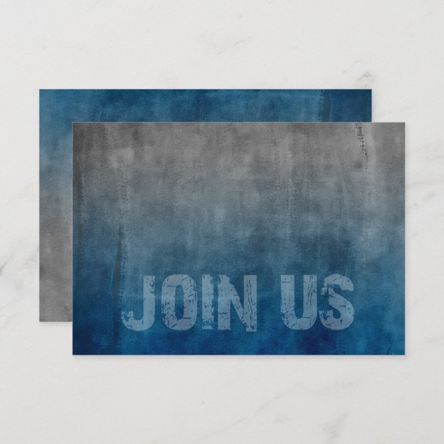 Bar Mitzvah Star von David Blue Grunge RSVP Karte (Vorne/Hinten)