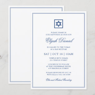 Bar Mitzvah Star von David Elegant Classic Blue Einladung