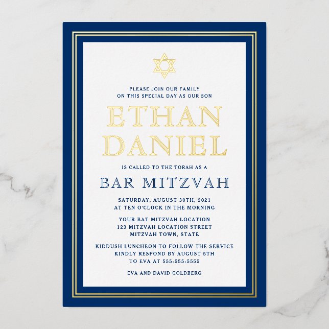 Bar mitzvah Star von David Folieneinladung (Vorderseite)