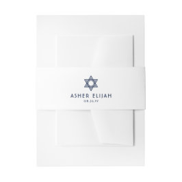 Bar Mitzvah Star von David Minimal Navy Blue White Einladungsbanderole