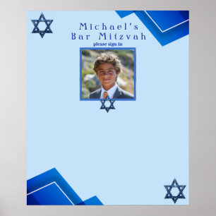 Bar Mitzvah Star von David Modern Blue Geometric Poster