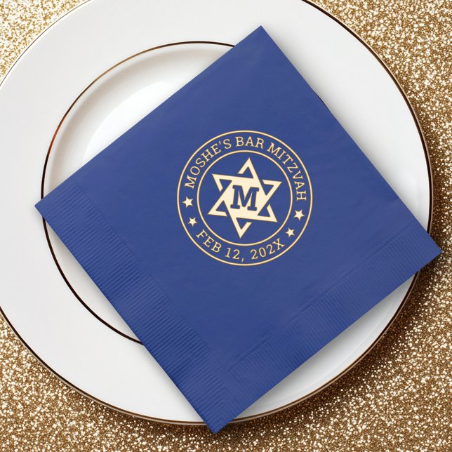 Bar mitzvah Star von David Monogram Servietten Mit Folie (Bar mitzvah Star of David monogram initial Foil Napkins)