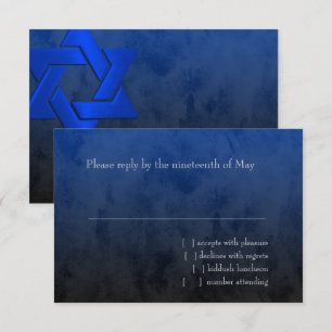 Bar Mitzvah Stylish Blue Star von David Ombre RSVP Karte
